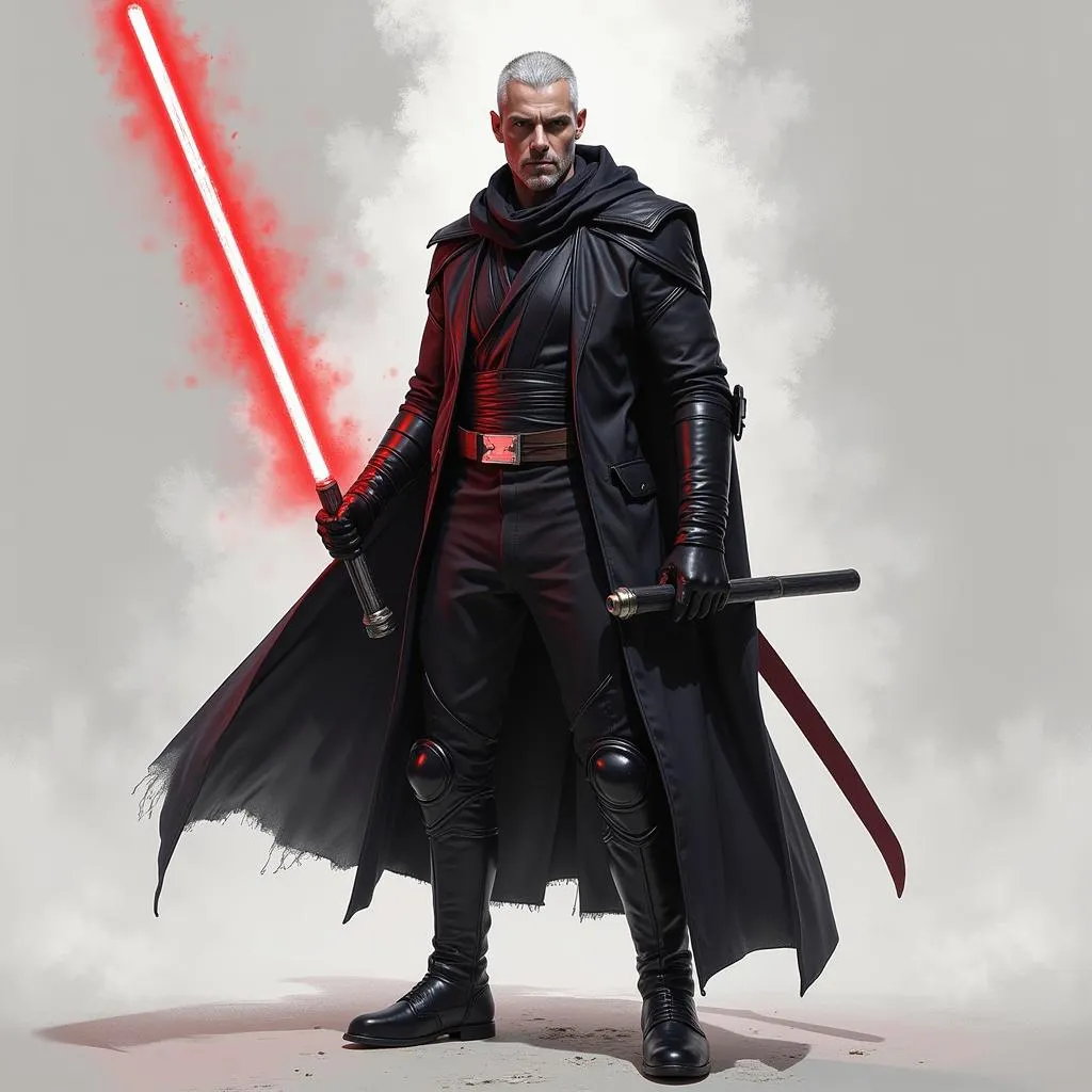 Starkiller concept art, showcasing the protagonist's powerful design and wielding the Force.