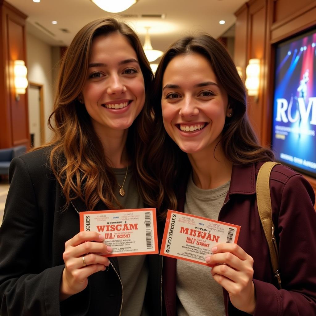 Excited Theatergoers Holding Tickets