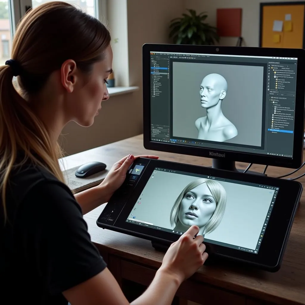 Designing a 3D character on a Kinni tablet