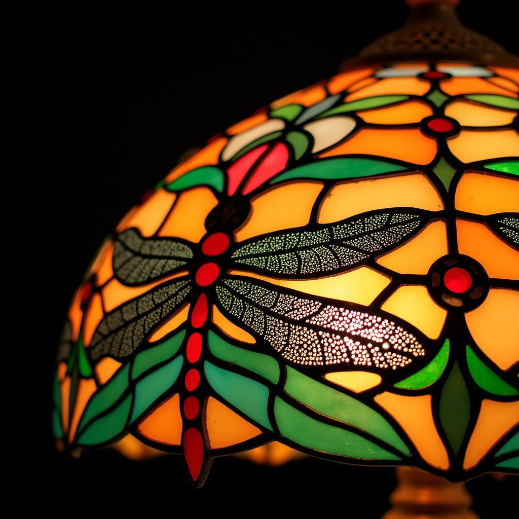 Exquisite Tiffany Style Art Glass Oil Lamp