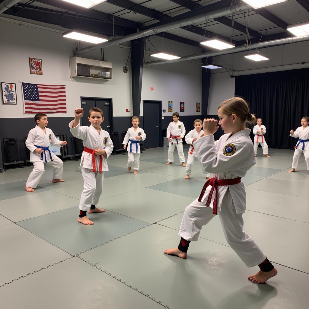 Students training Taekwondo at Tiger Rock Katy