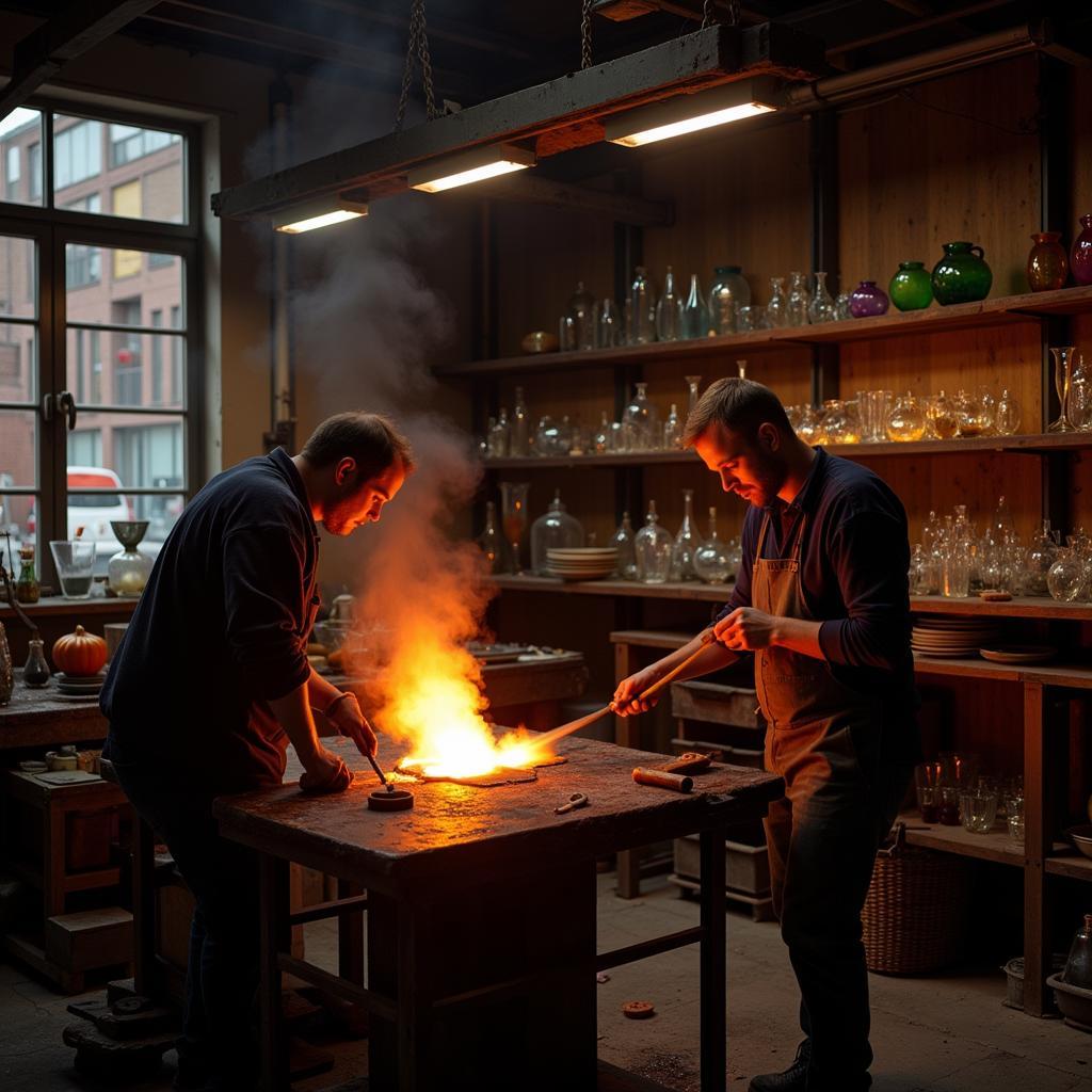 Traditional Danish glassblowing studio in Copenhagen