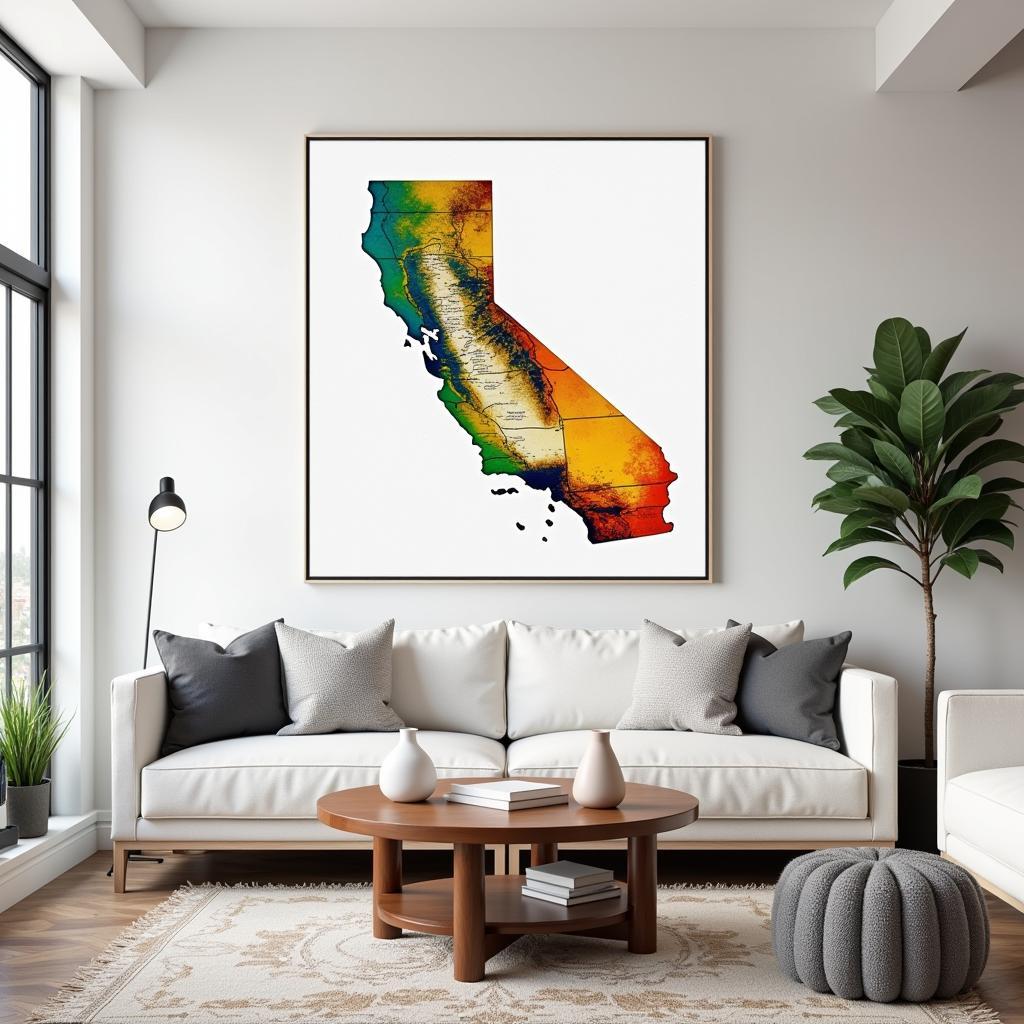 Trang trí nội thất với bản đồ California