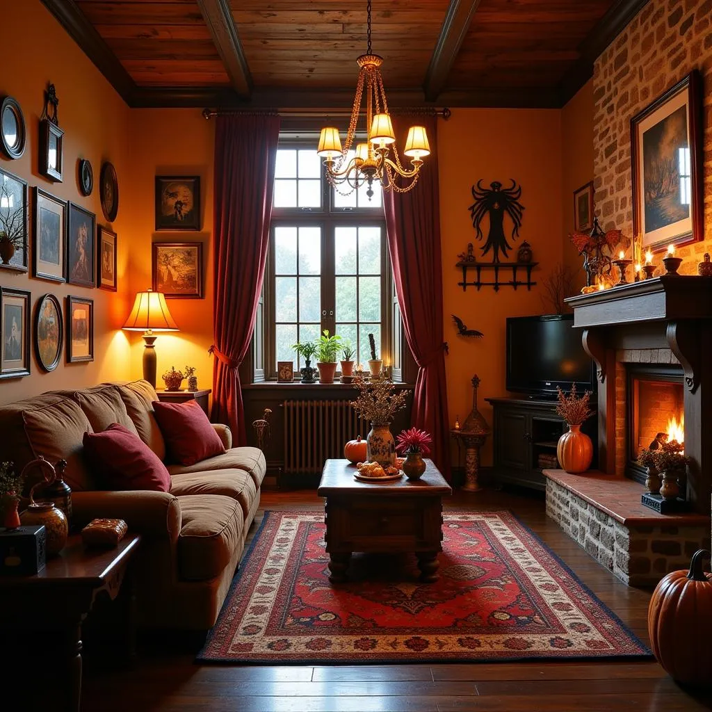 Decorating a home for Halloween with folk art