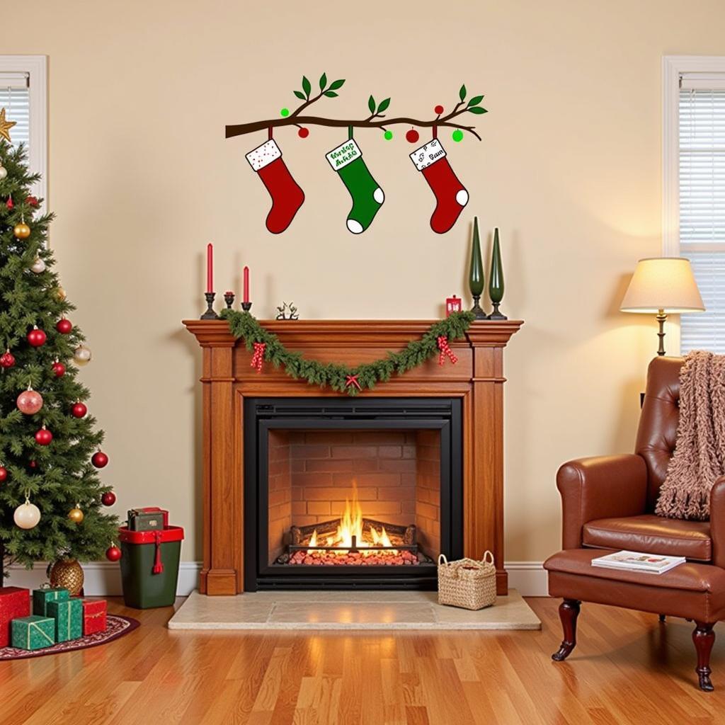 Trang trí phòng khách ấm cúng với Christmas vinyl wall art