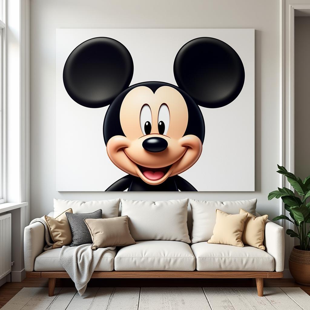 Tranh canvas Disney phong cách hiện đại với hình ảnh chuột Mickey cách điệu