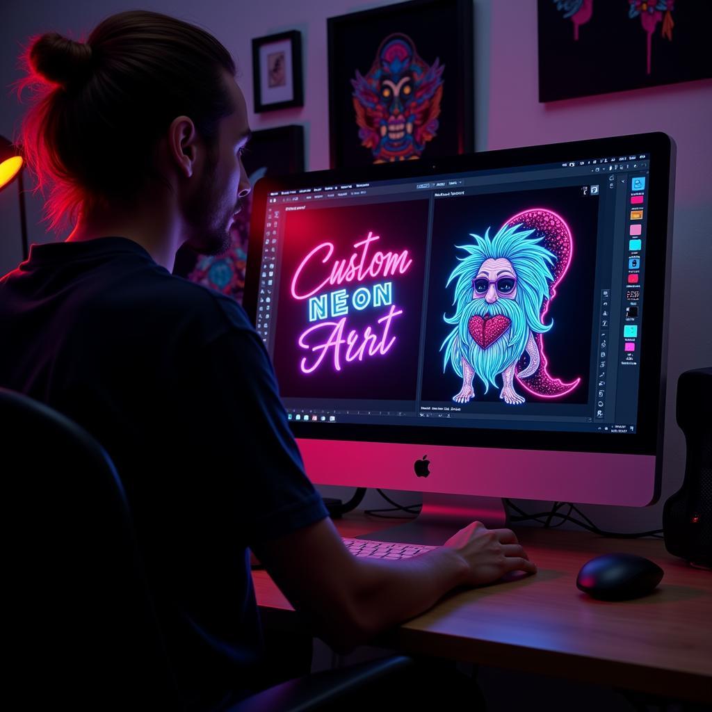 Thiết Kế Tranh Canvas Neon Theo Yêu Cầu