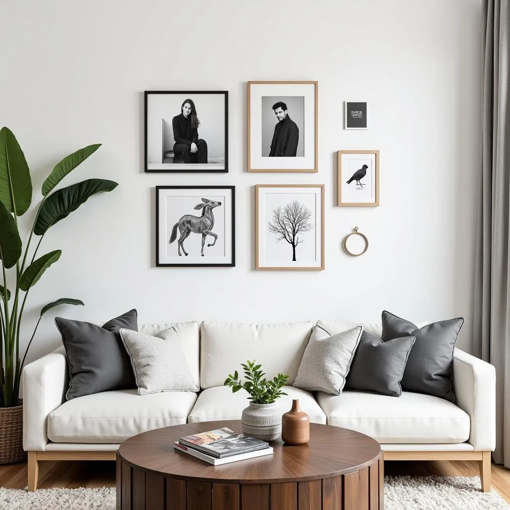 Modern living room with canvas wall art