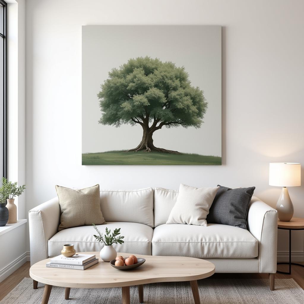 Olive Tree Artwork in a Living Room Setting