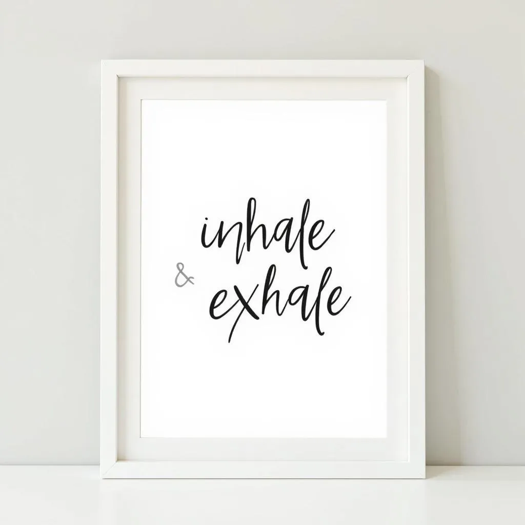 Typographyc inhale exhale wall art with minimalist design