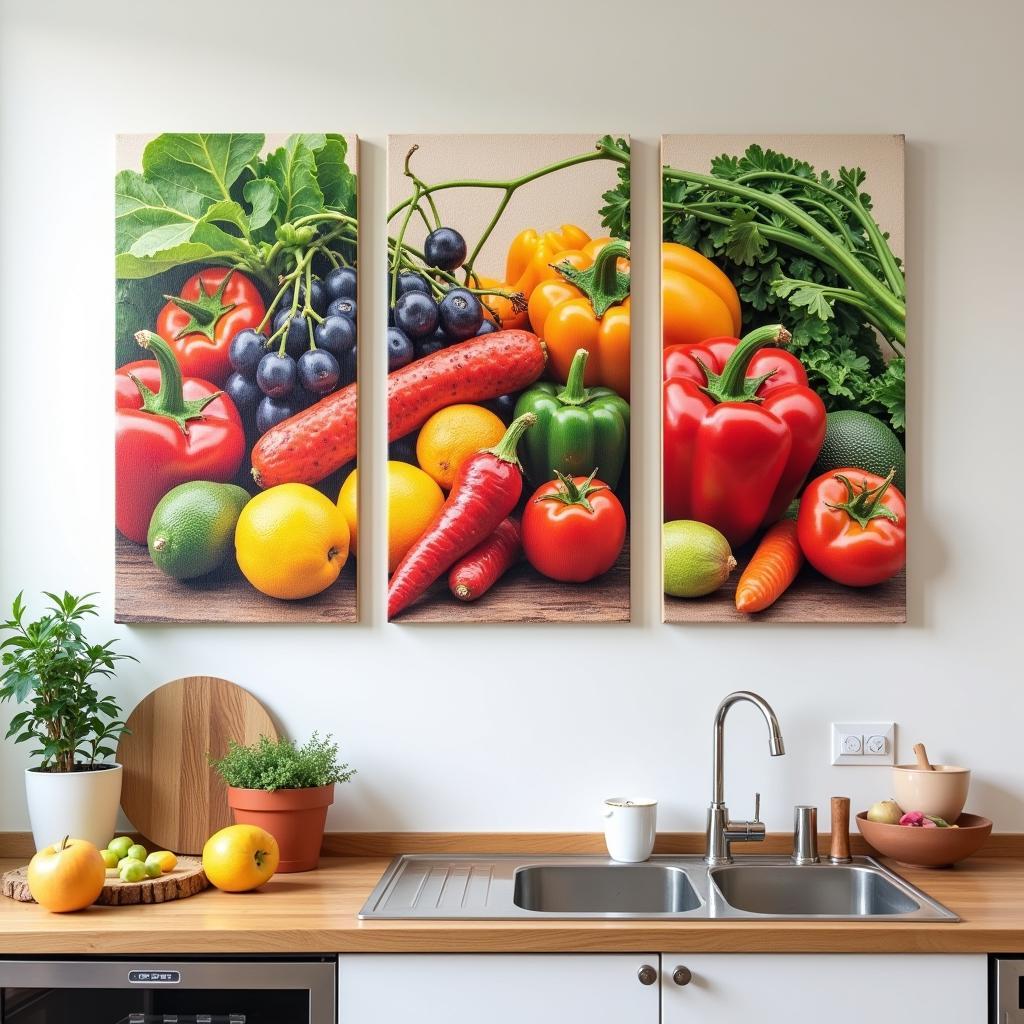 Tranh ghép treo tường multi piece wall art cho phòng bếp