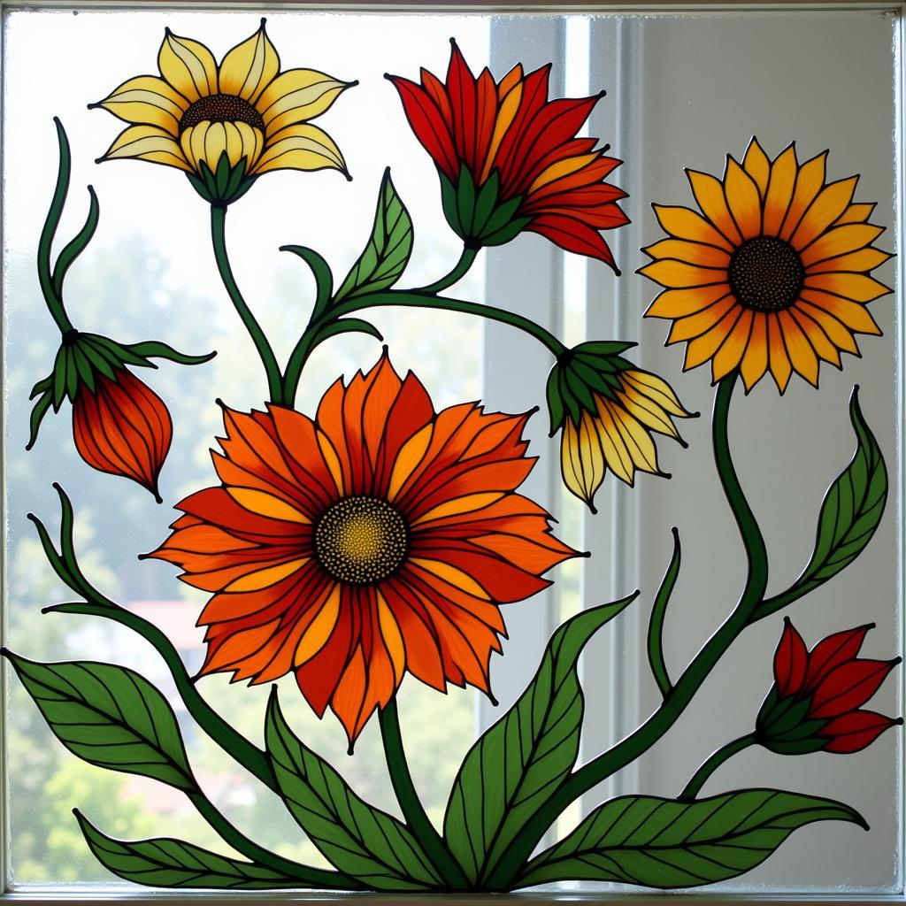 Floral art glass wall art