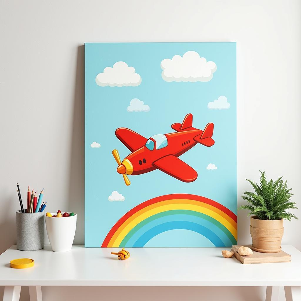 Tranh plane canvas art treo tường phòng ngủ trẻ em