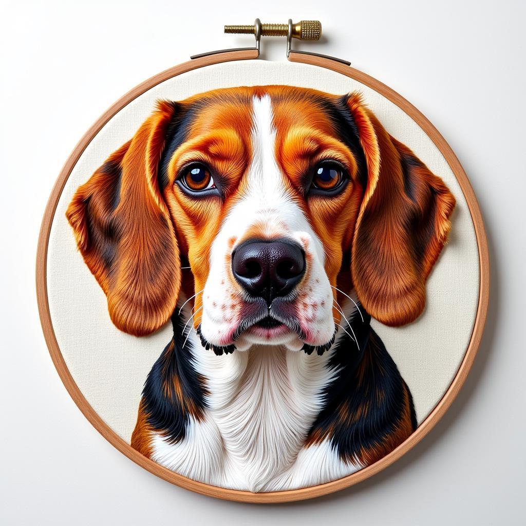 Tranh thêu chó Beagle handmade