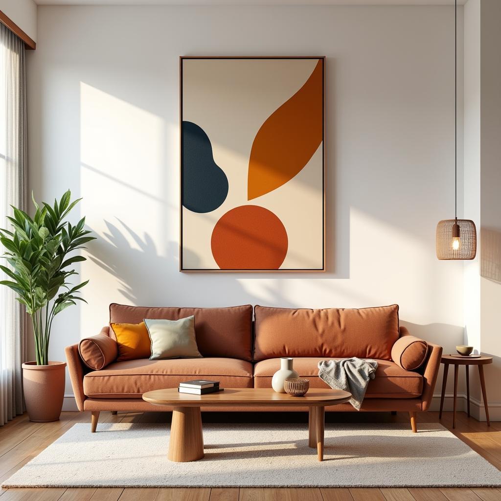 Mid-century inspired artwork in a living room