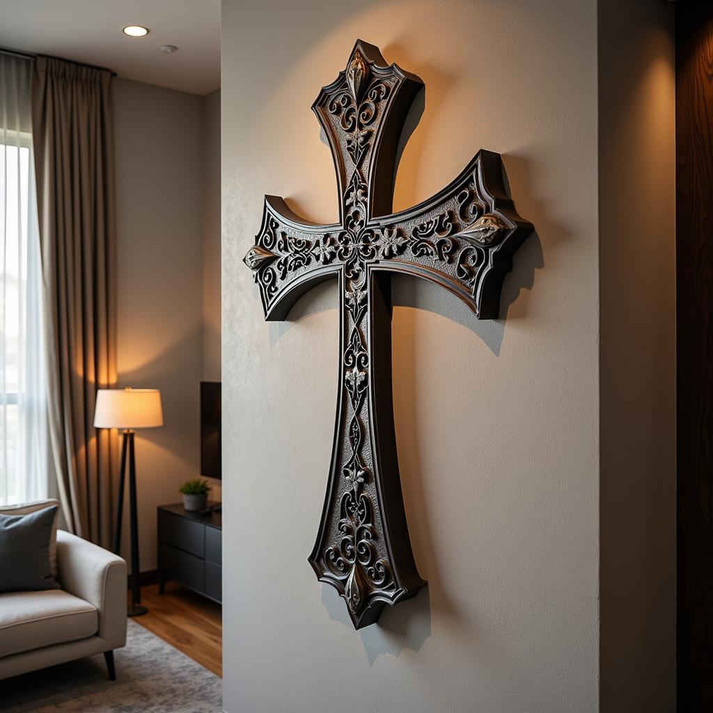 Metal Cross Wall Art in Living Room