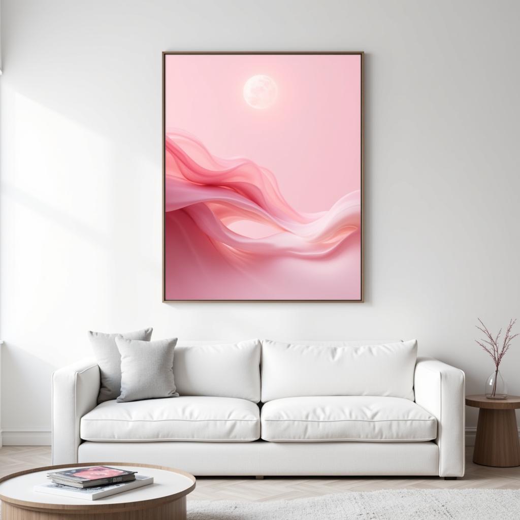 Pink Framed Wall Art in Living Room