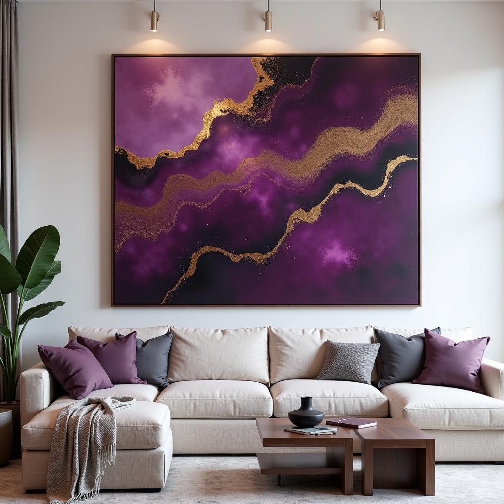 Plum Wall Art in Living Room