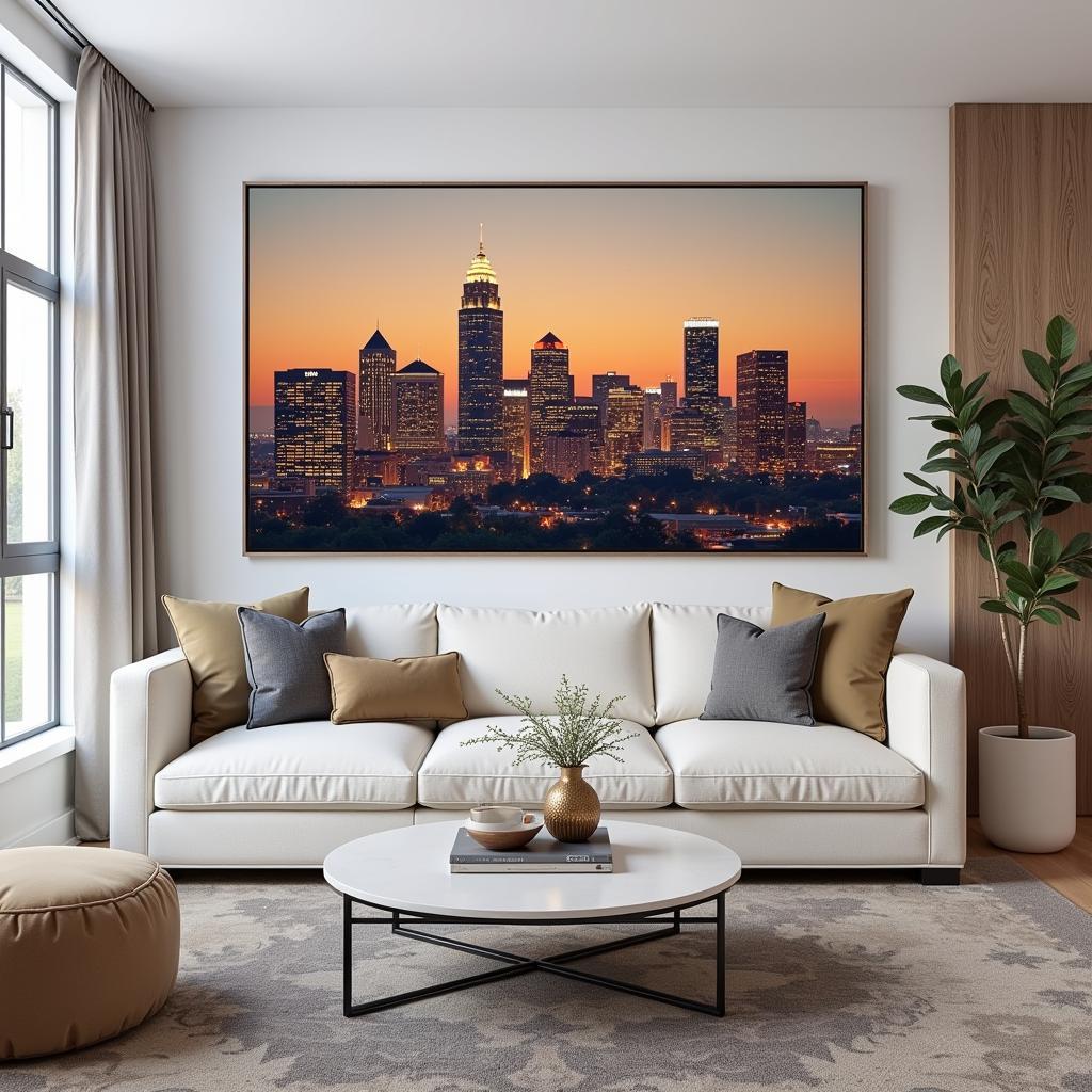 Tranh tường Atlanta skyline treo trong phòng khách