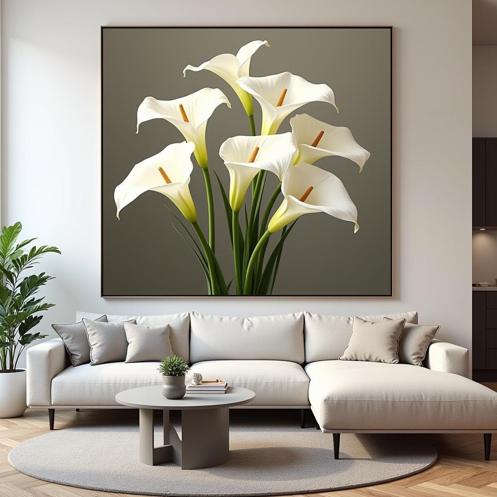 Tranh tường hoa calla lily treo trang trí phòng khách