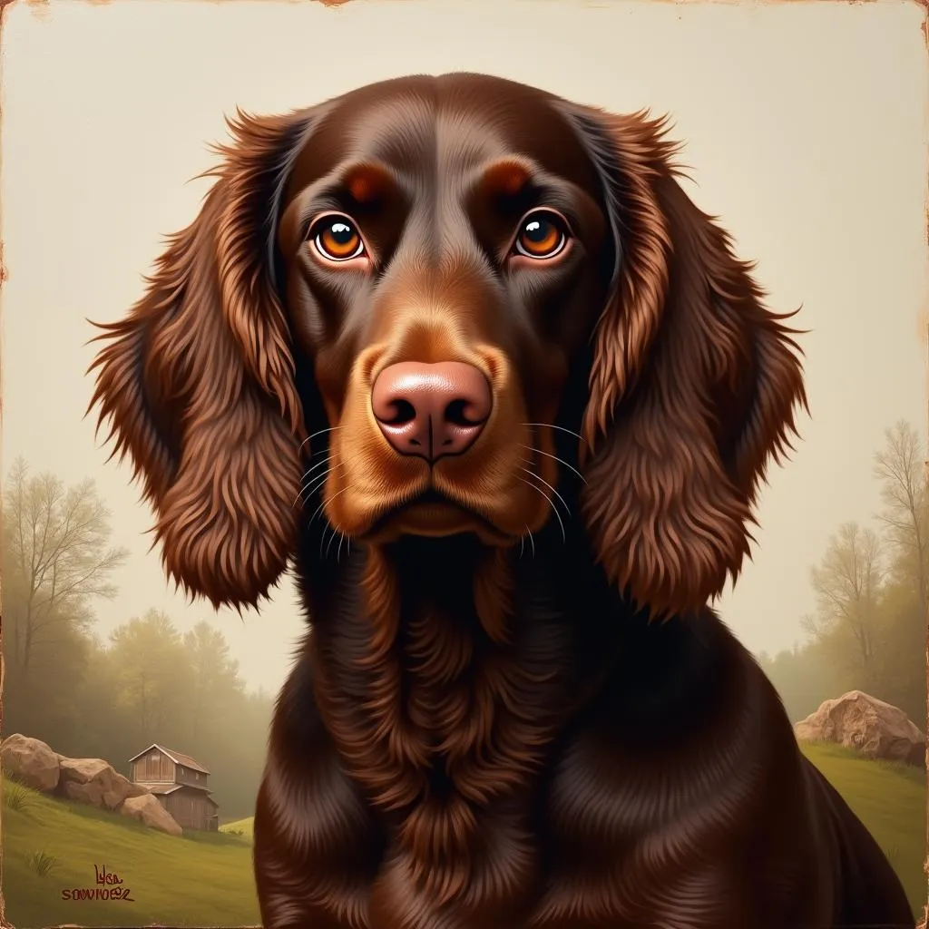 Classic oil painting of a Boykin Spaniel