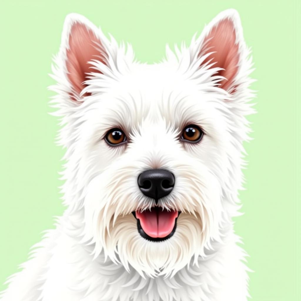 Tranh vẽ chó West Highland White Terrier màu nước