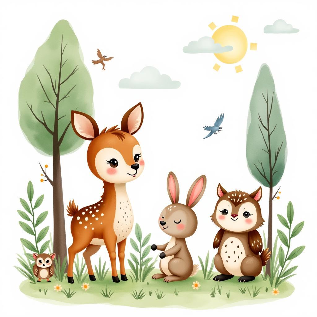 Whimsical Forest Animals Wall Art for a Tree Nursery