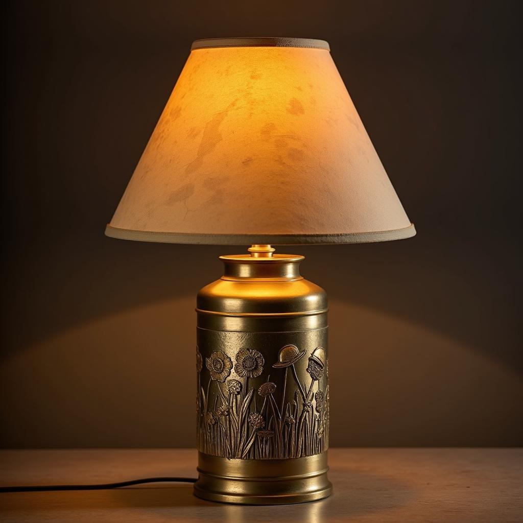 WWI Trench Art Lamp Made from Brass Shell Casing