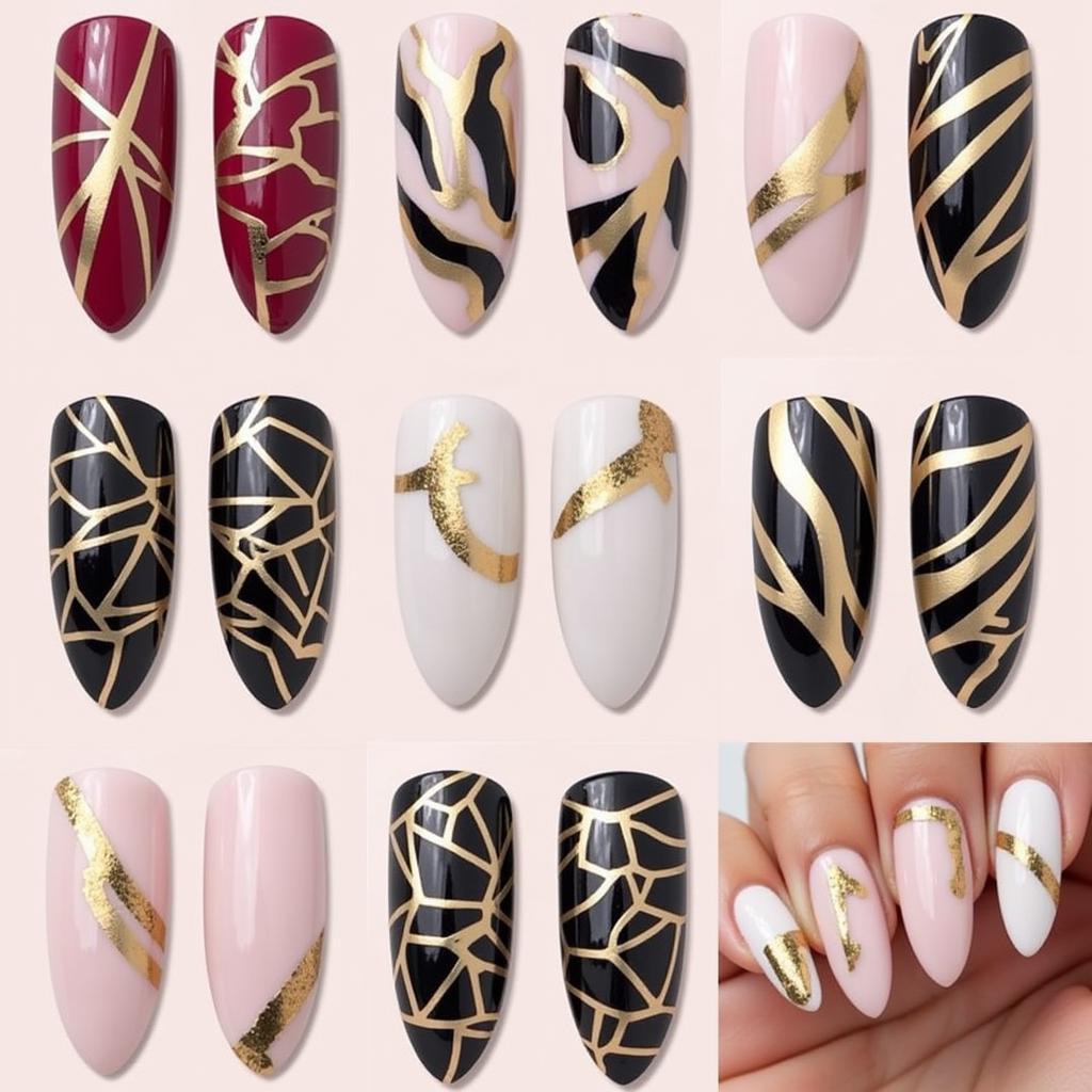 Showcase of trendy nail art designs using foil.