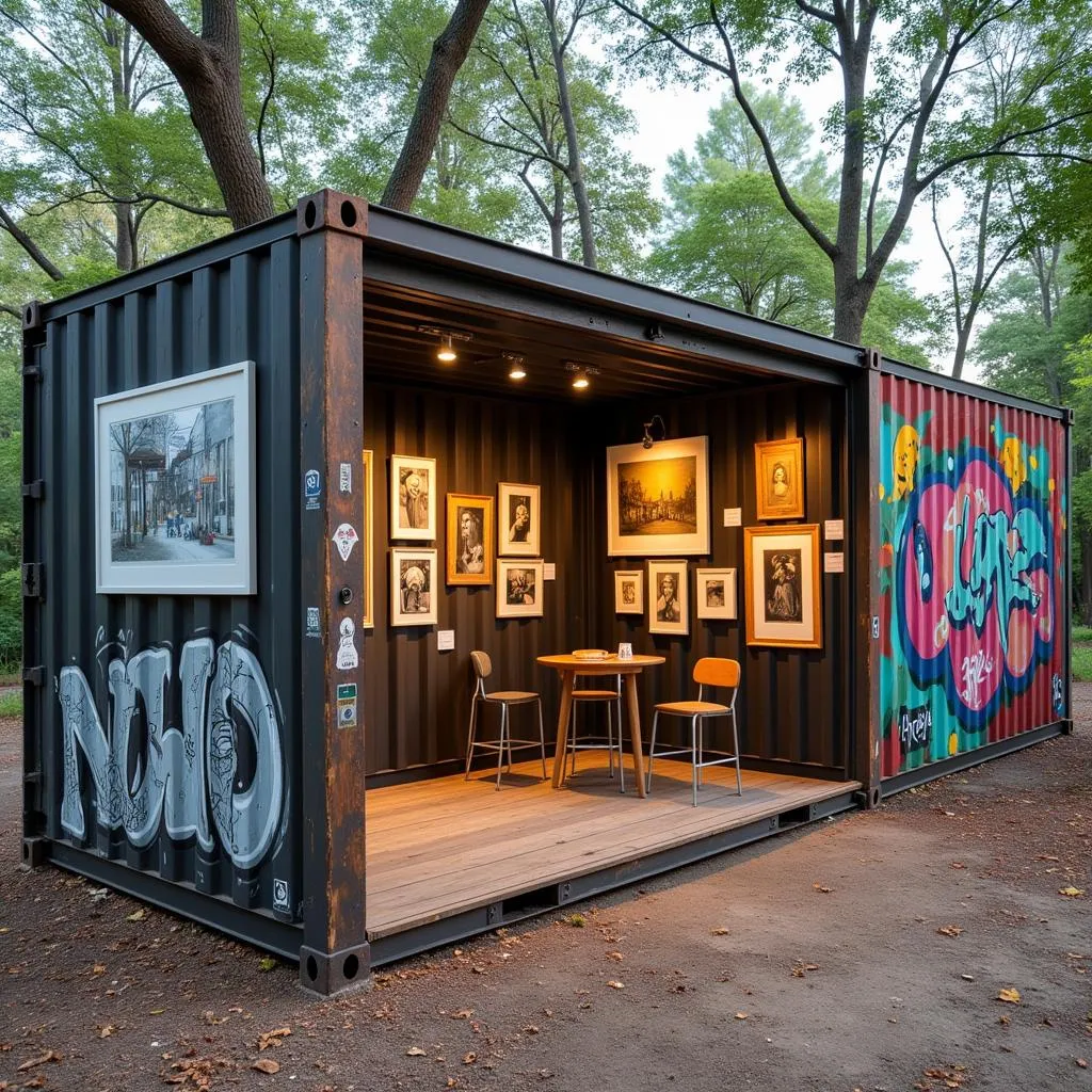 Triển lãm nghệ thuật trong art container tại không gian ngoài trời