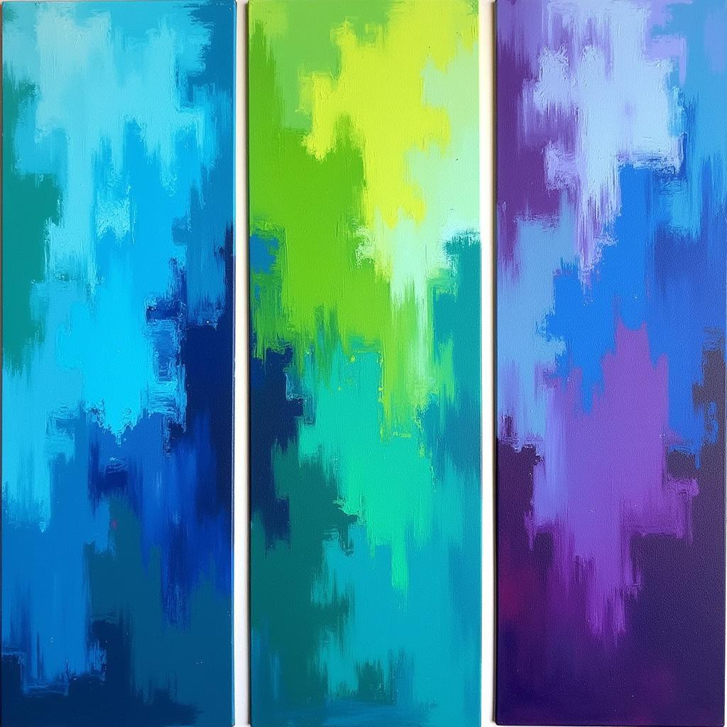 Triptych Abstract Digital Art on Three Panel Canvas