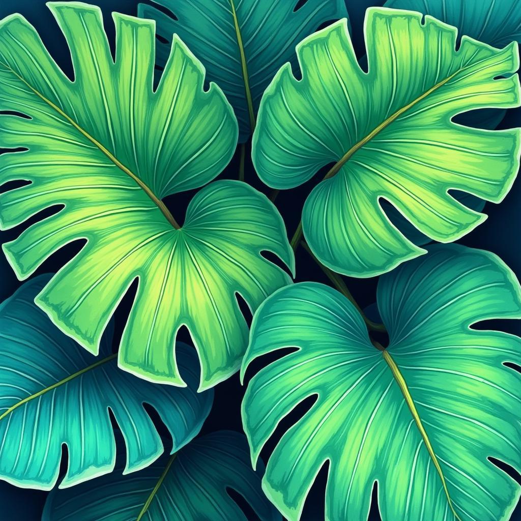 Tropical Leaf Art Digital Illustration