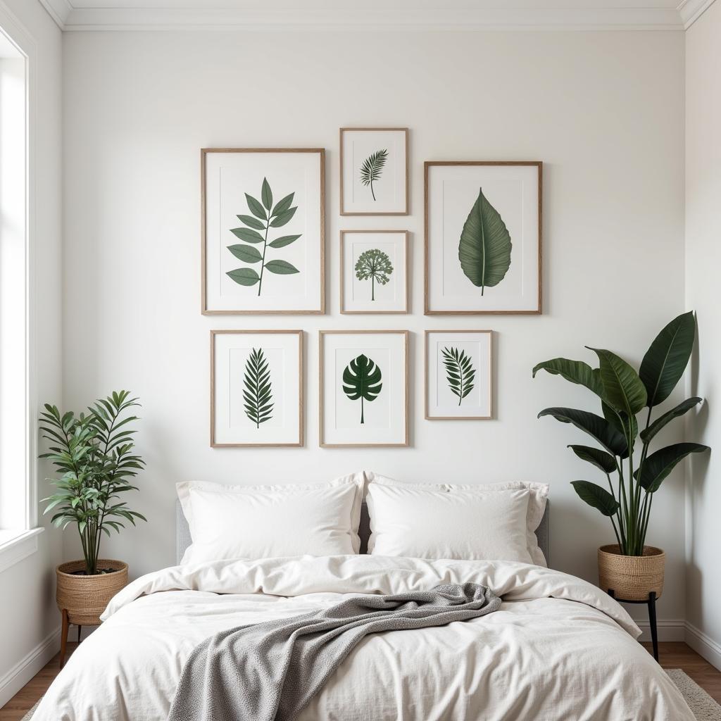 Tropical Leaves Wall Art in a Bedroom