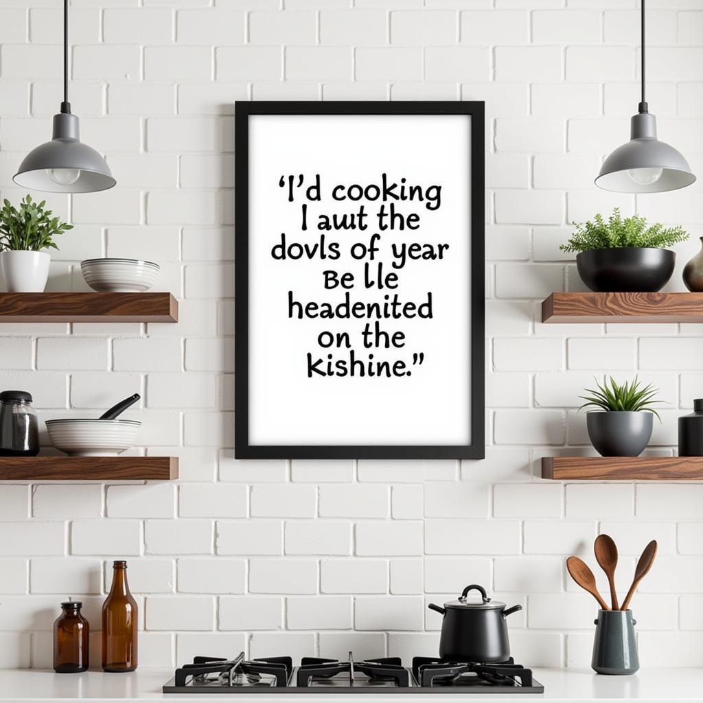 Typography Print Above Kitchen Shelves