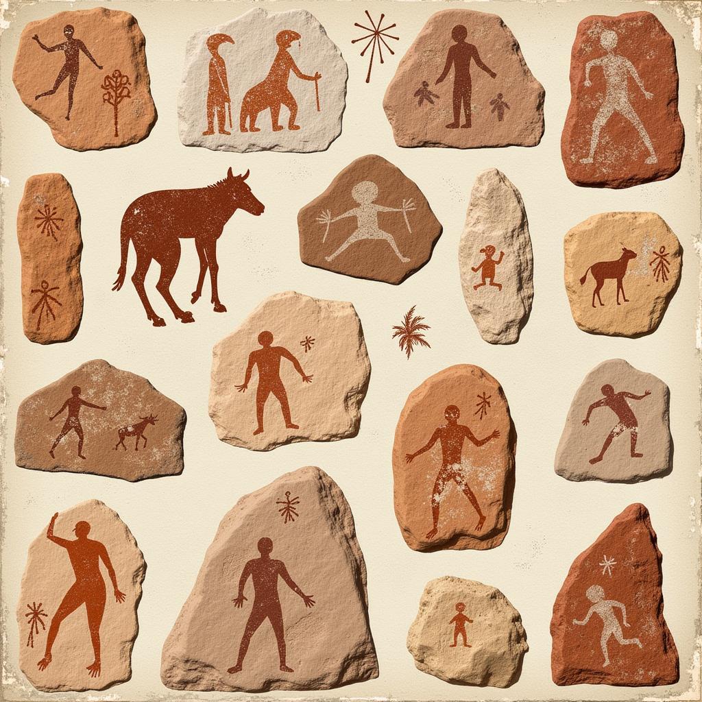 Utah pictographs featuring stylized human figures and animals