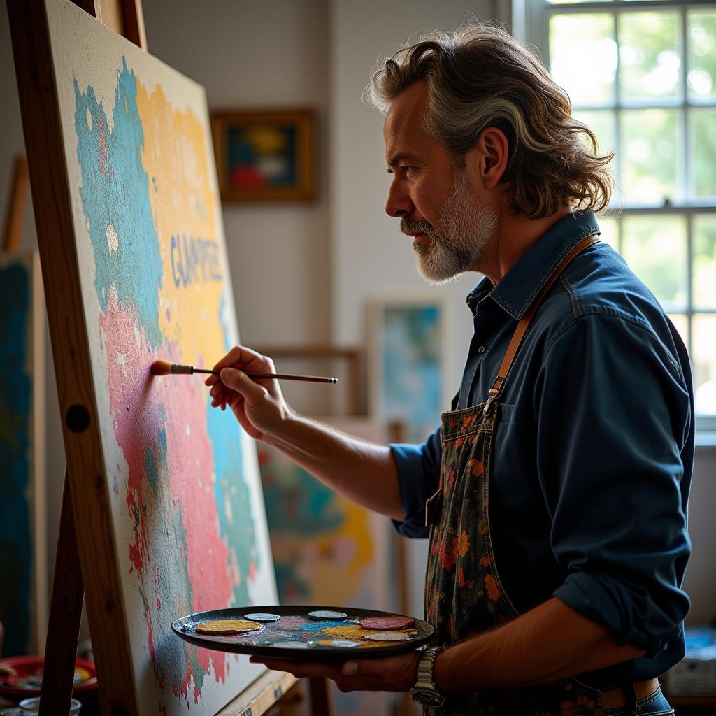 Val Kilmer Painting in His Studio