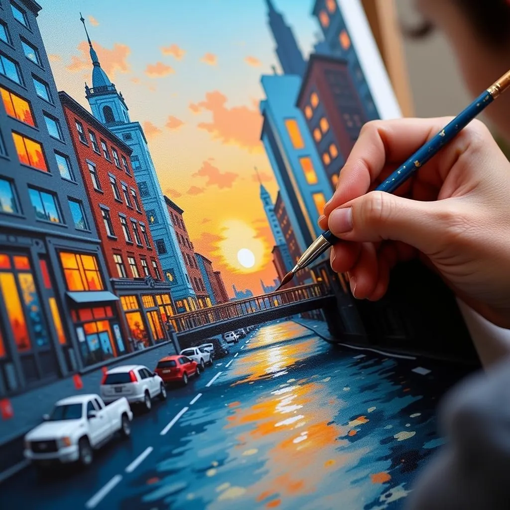 Cityscape Painting with Acrylics