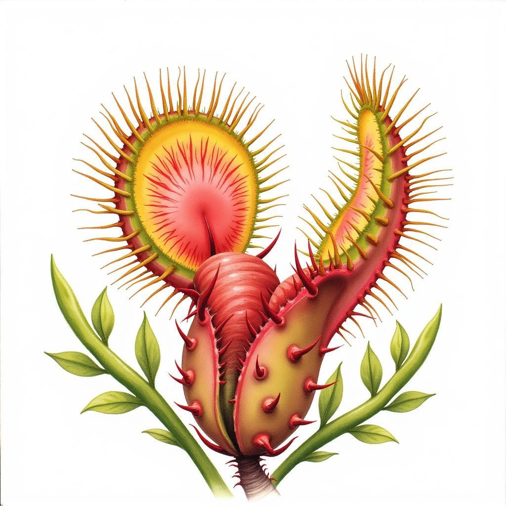 Watercolor Painting of a Venus Flytrap