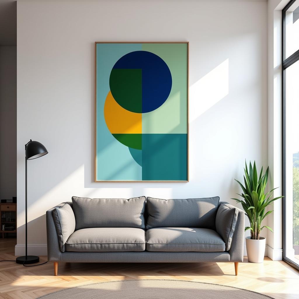 Vertical Rectangular Wall Art in a Living Room