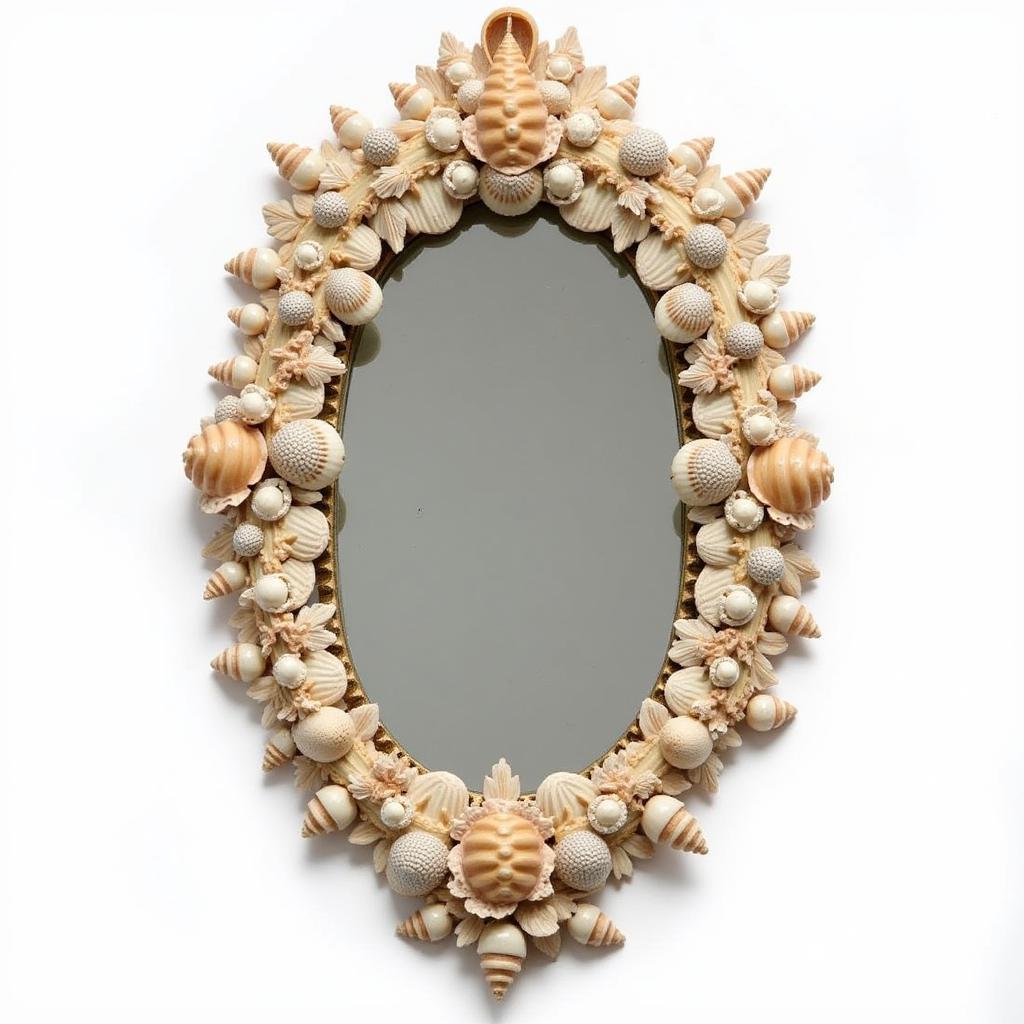 Victorian shell art mirror adorned with seashells