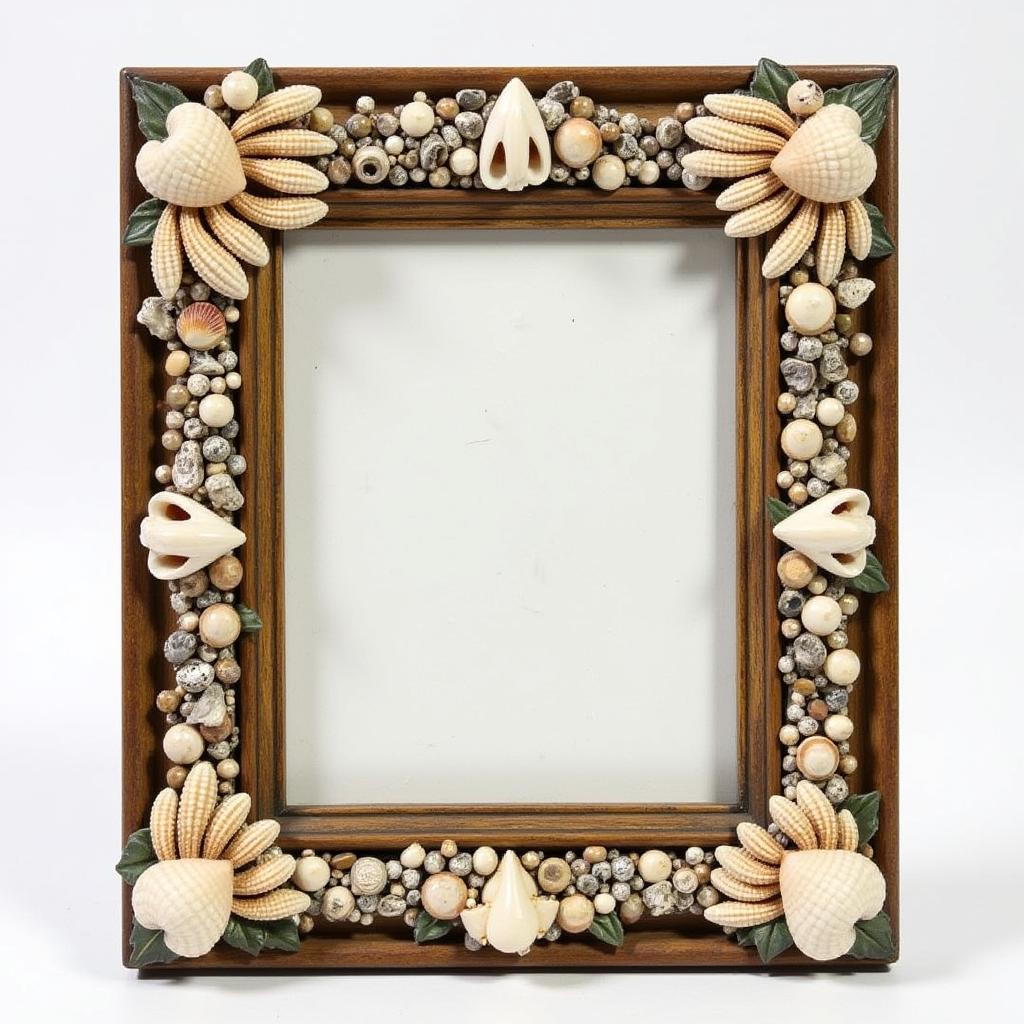 Victorian shell art picture frame made with seashells