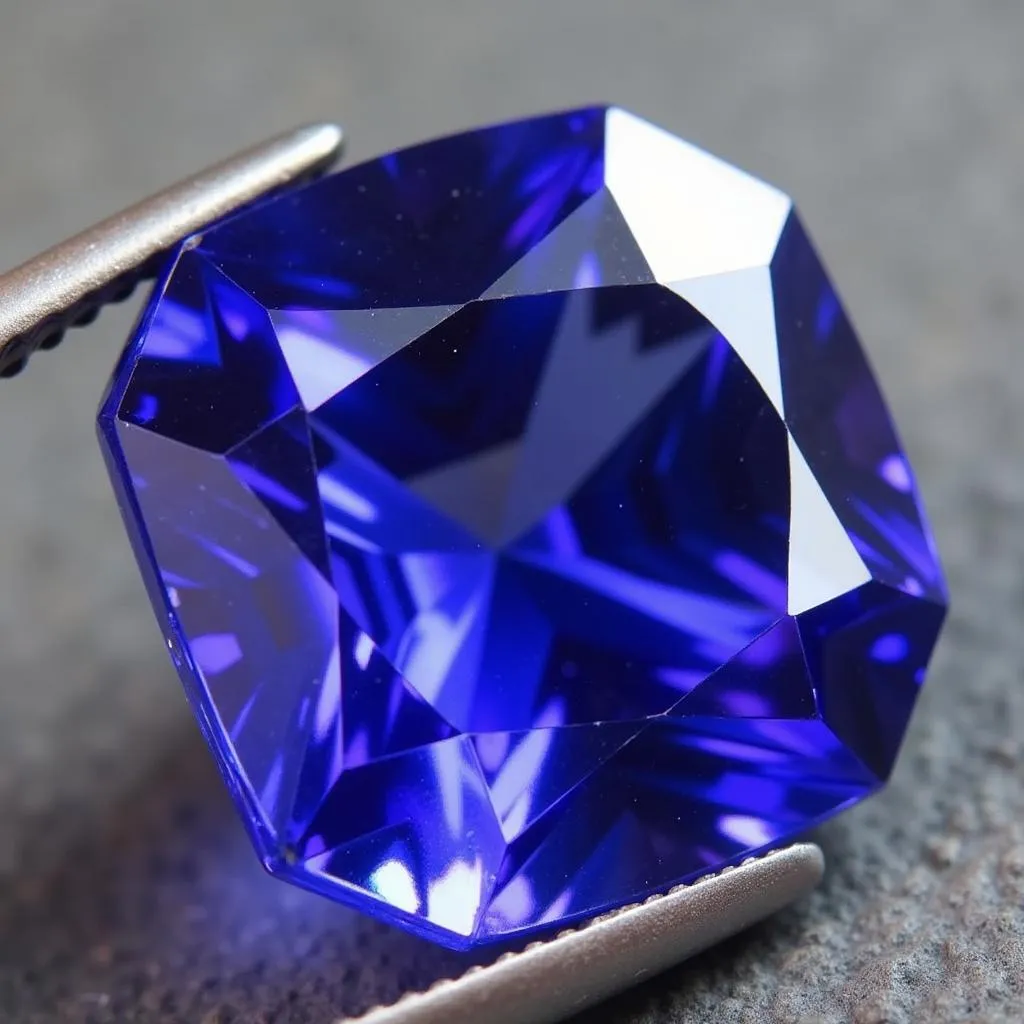 Viên đá Tanzanite màu tím tươi sáng