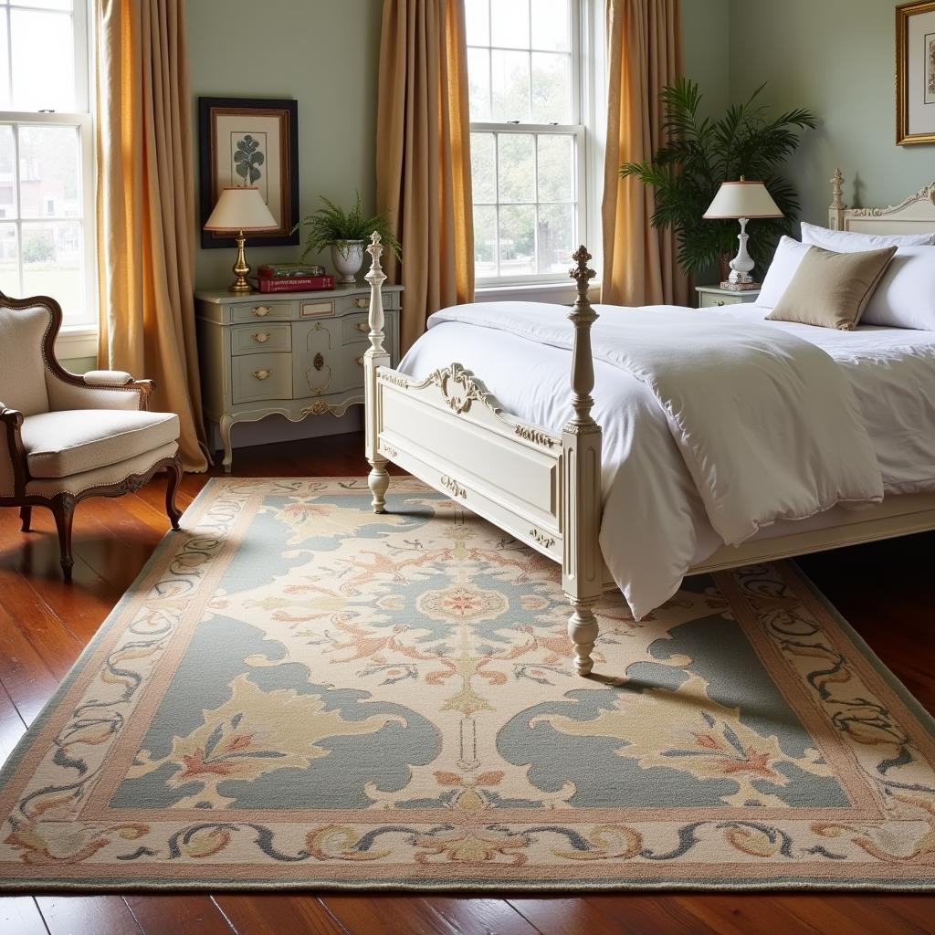 Vintage Art Deco Rug in a Bedroom