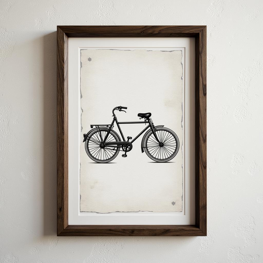 Vintage Bicycle Blueprint Framed Art