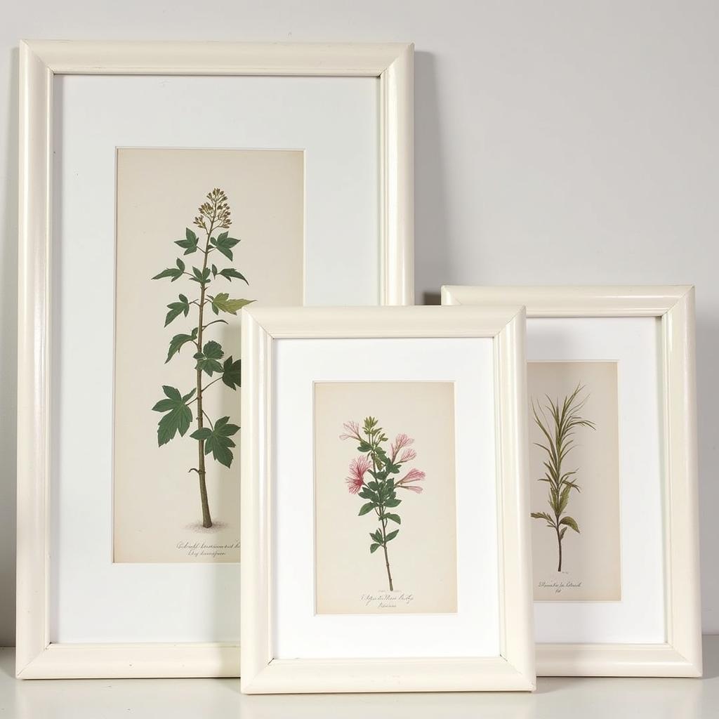 Vintage Botanical Prints in Matching Frames