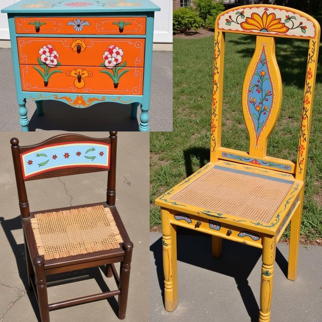 Vintage Folk Art Painted Furniture