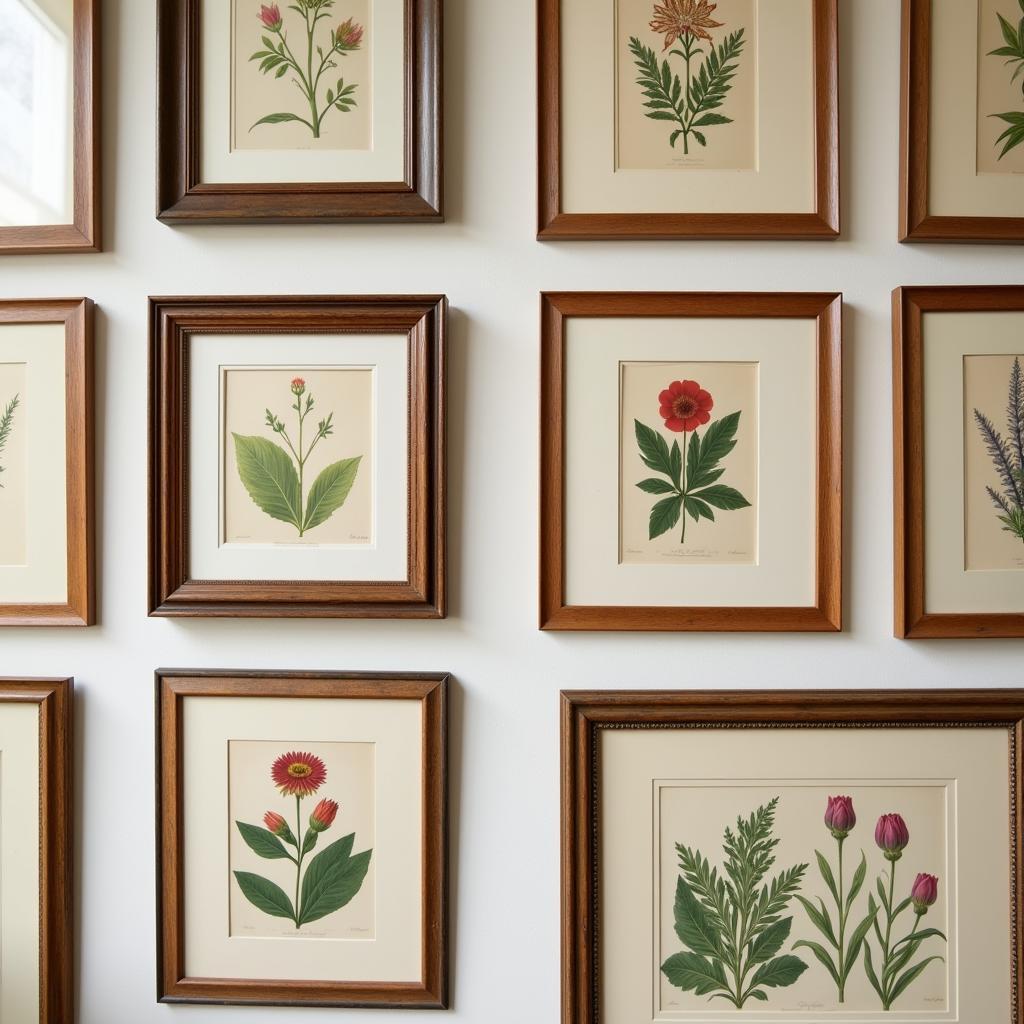 Vintage Botanical Prints in Wooden Frames