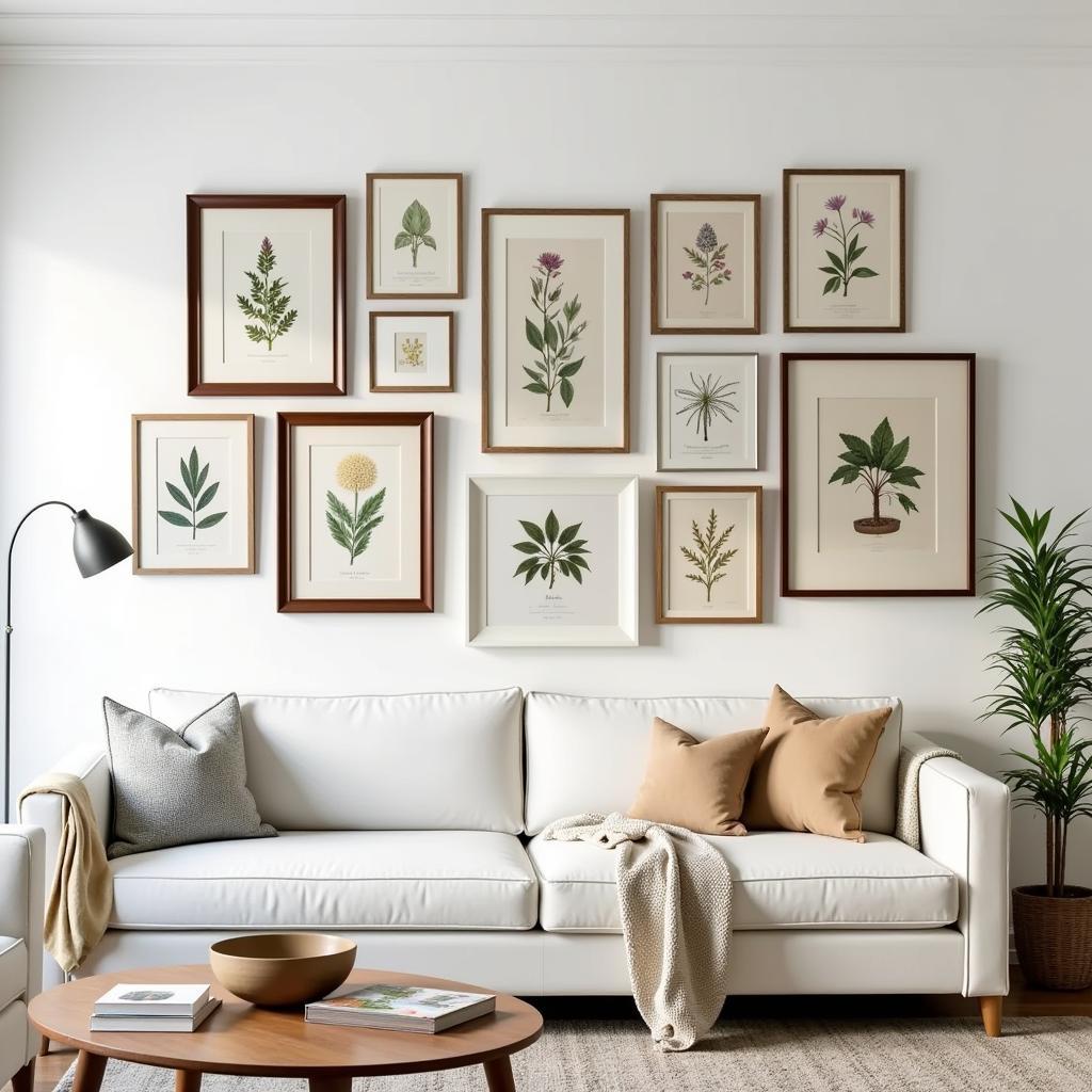 Vintage Botanical Prints in a Gallery Wall