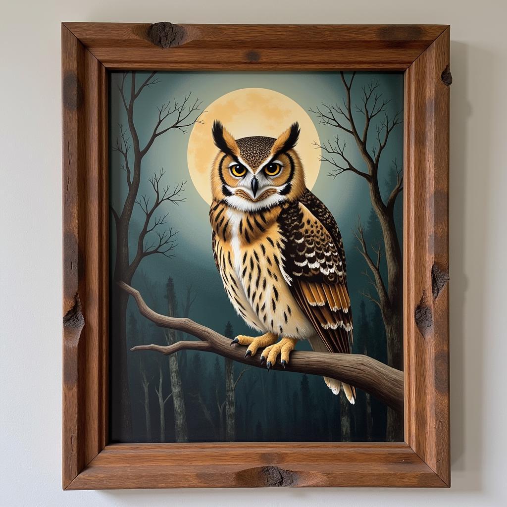 Vintage Owl Painting for Wall Decor