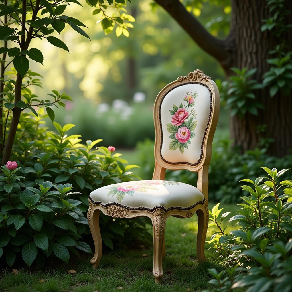 Vintage Painted Chair in a Garden Setting